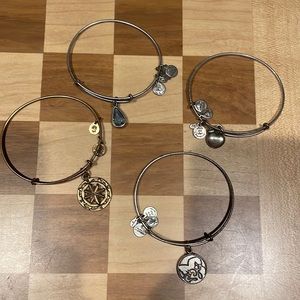 4 Alex and Ani Bracelet Lot Water Drop Apple Compass Cherub *Need Cleaning*